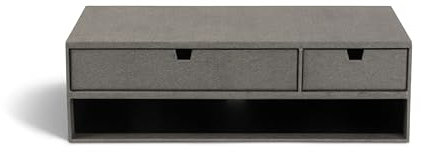 BIGSO TED Monitorständer – praktische Bildschirmerhöhung mit integrierten Schubladen und Kabelöffnung – Bürobedarf aus Faserplatte mit Papier – grau