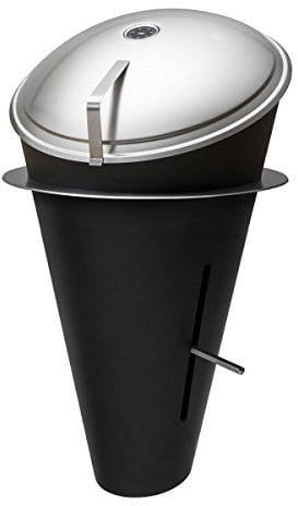 höfats - CONE Holzkohle-Grill und Feuerkorb mit Deckel - Einbau Version - stufenlose Hitzeregulierung - Design-Grill aus Edelstahl - schwarz