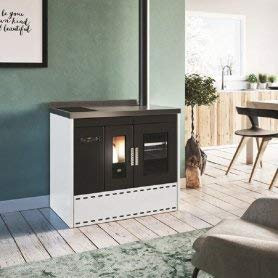 EVA CALOR - STUFA CUCINA TERMOCUCINA A PELLET EVA CALOR ISOTTA NERO CON RESISTENZA E LAMPADINA 21 KW - 31452