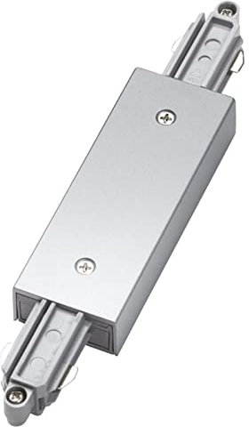 famlights 1-Phasen Schienensystem Längsteinspeiser in Silber aus Kunststoff | schlichter Einspeiser für Stromschienen | individuelle Deckenbeleuchtung für Küche