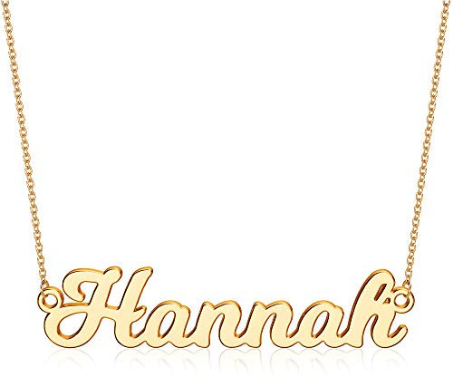 Ursteel Collar con Nombre Personalizado, Chapado en Oro de 14 Quilates, Placa de Nombre, Joyería Personalizada para Mujeres, Metal