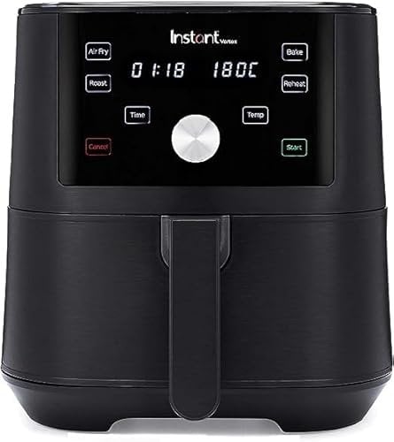 Instant Vortex Digital Single Drawer Air Fryer with Easy to Use 4 Smart Programmes - Air Fry, Bake, Roast and Reheat Capacity, Non-Stick and Dishwasher Safe Basket, Black - 3.8 Litre, 1400-1650W