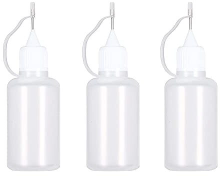 Movilideas - 3 Botellas de 30 ml para Dosificación de Pegamento o Aceite Con Punta de Aguja