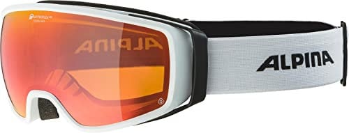 ALPINA DOUBLE JACK PLNT Q-LITE - Verspiegelte, Kontrastverstärkende OTG Skibrille Mit 100% UV-Schutz Für Erwachsene, white matt, One Size