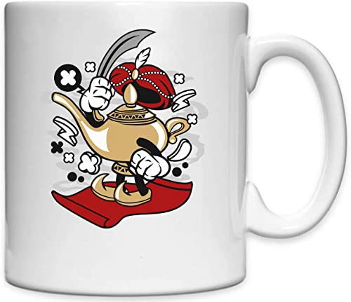 Magic Lamp Genie Aladin Flying Carpet Art Weiße Keramiktasse Weiß One Size