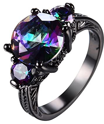 Generic Verlobungs-Rundschliff-Zirkon-Frauen-Hochzeits-Ring-Schmuck-Ringe für Frauen-voller -Damen-Ring Ringdose Hochzeit 2 Ringe (Black, 9)
