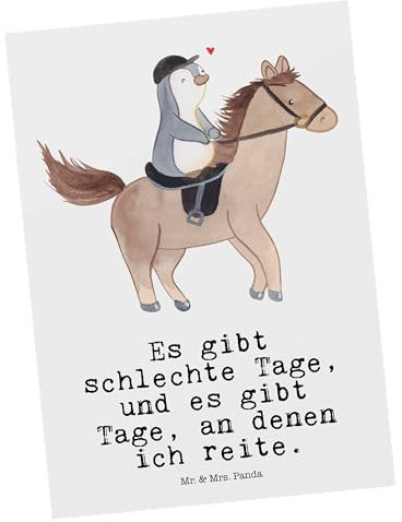 Mr. & Mrs. Panda Postkarte Pferd Reiten - Geschenk, Hobby, Einladung, Ansichtskarte, Dankeschön, Geschenkkarte, Sportler, Pferde, Reitverein, Danke,
