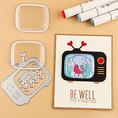 Lot de 12 dômes dimensionnels pour télévision avec 2 matrices en métal pour la fabrication de cartes, autocollants en plastique pour la fabrication de cartes, les loisirs créatifs