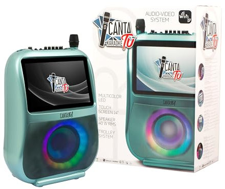 Canta Tu Karaoke PRO 2023 Karaoke Professionale Completo con Microfono Wireless, Display Touch, Connessione Wi-Fi, Effetti Vocali, Luci LED, Batteria Ricaricabile, Voice Changer, Verde