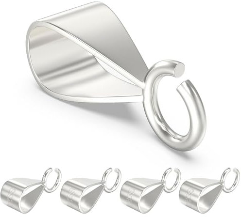 Kotkiddy 5 Stück 925 Sterling Silber Schiebe-Anhängerverschluss für Halskette, Ösen für die Schmuckherstellung, Anhänger-Ösenverbinder mit offener Schlaufe