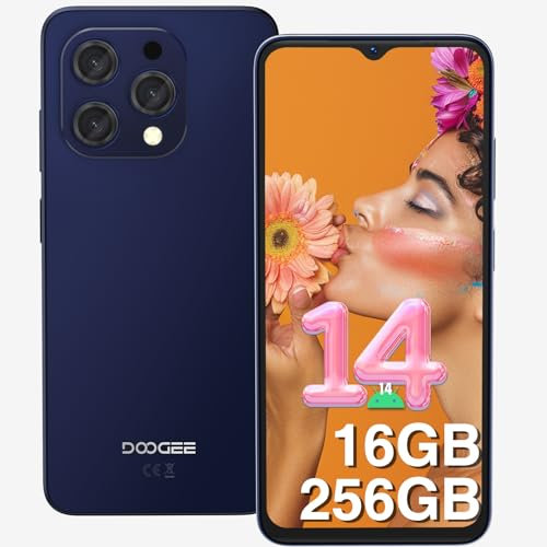 DOOGEE Smartphone N55 PRO, 256GB ROM + 16GB RAM Android 14 Telefono Cellulare, 6.56 HD+ 90Hz Octa Core Telefoni Iintelligenti, 5150mAh Batteria,13MP+8MP, Face ID/GPS/OTG - Profondo blu