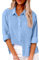 Friptspyg Women's Blouses Shirts 100% Cotton Long Sleeve Botton Down Shirts for Women UK, Light Blue M