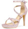 Perphy Sandales à plateforme scintillantes et à talons aiguilles pour femmes Rose 39