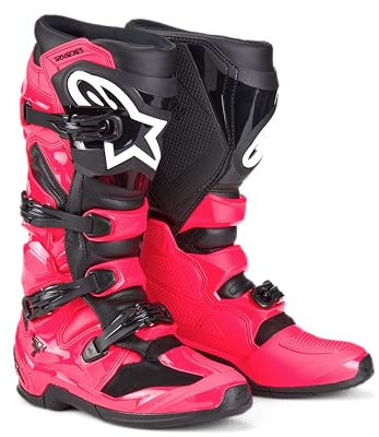 Alpinestars Tech 7 - Stivali per motocross, protezione avanzata e prestazioni per motocross, certificazione CE, presa superiore, costruzione durevole, supporto flessibile, Diva Rosa/Nero, 43 EU