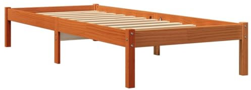 QJBSAVVA Doppelbett Gästebett Schlafzimmer Komplett Gartenbett - Massivholzbett Wachsbraun 75x190 cm Kiefer für Schlafzimmer Loft Gästezimmer Außenbereich
