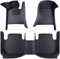 VIPOEX Auto Fußmatten Für Jeep Wrangler TJ 1997-2006, Vorne Hinten Autoteppich Vollabdeckung Vorderseite Rückseite Seat Automatten Zubehör,Black
