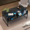 AIMEZO Glas Holz Couchtisch, Moderner Rechteckiger Couch Tisch für Wohnzimmer mit Lagerung, Couchtisch mit Metallbeinen, Schwarz