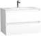 BadeDu Gers Waschbecken mit Unterschrank – 80 cm Breit, Keramikwaschbecken in Weiß mit Waschbeckenunterschrank in Weiß Glanz, Soft-Close-System