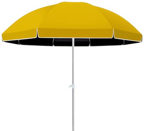 KXWOQ3ED Parasol de Jardin Rond, 180/200/240 cm Parasol de Table Extérieur Portable, Hauteur Réglable, UPF50+ Parasol de Pique-nique pour Plage, Patio, Terrasse(Jaune,180cm/6ft)