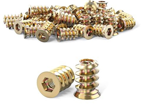 Wavanta 20Pcs Threaded Inserts Nuts, M6 x 15mm Threaded Inserts for Wood, Hex Socket Drive Screw Insert for Wood Furniture, Cabinet