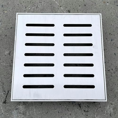 IEOWY Abflussrinne mit quadratischem Gitterrost 10x10 15x15 20x20 25x25 30x30 40x40 50x50 60x60 cm, Außenablaufabdeckung aus Edelstahl 304 für Terrasse, Kanalisation, Garage (