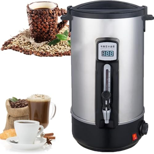 XGHDPBM Cafetière Professionnelle à Double paroi en Acier Inoxydable, Distributeur d'eau et de Boissons Chaudes, for buffets, événements, Bureaux, fêtes et Restauration.(20L)