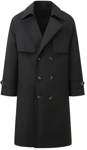 Allthemen Mens Trench Coat Double Breasted Jacket with Blet | Mens Mid Length Casual Business Overcoat for Spring Autumn Solid Color Lightweight Windbreaker Coat for Wedding