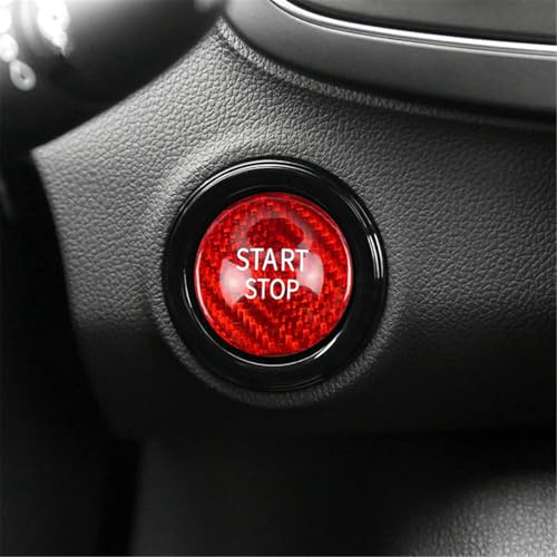 M.JVisun Fibra di Carbonio Avviamento Interruttore Adesivi Motore Start Stop Pulsante Cover per Renault Captur Clio Duster Espace Fluence Kadjar Koleos Laguna Latitude Megane Talisman Zoe - Rosso