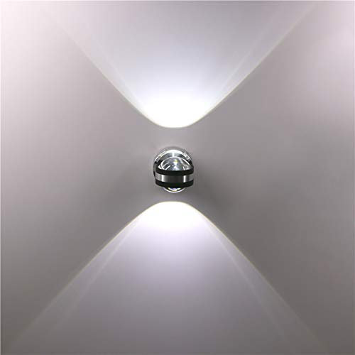 LED Wandleuchte Innen, Up and Down Leuchten Innen, 6W LED Up Down Effekt Wandlampe Glaskugel für Flur Schlafzimmer Nacht Home Loft Wohnzimmer, Kaltweiß