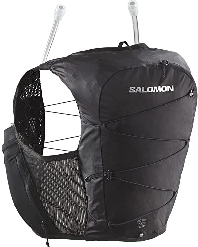 Salomon Active Skin 8 Laufweste mit Flaschen Damen, lange Haltbarkeit, einfache Hydratation, optimierte Fächer, Schwarz, Black, L