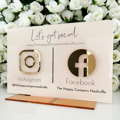 Pahdecor Multi Business QR-Code Sign, QR Code Stand, Instagram Facebook App Social Media Logos Plaque, QR Code Signs, Business Logo Sign, Custom Logo Simbolo, Business, Custom Signs with Logos