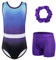 XFGIRLS Gymnastikanzug für Mädchen, ärmellos, glitzernd, Ballett, Tanz, Turnanzug, athletische Shorts für Mädchen, 3–16 Jahre, Blau/Lila, 11-12 Jahre