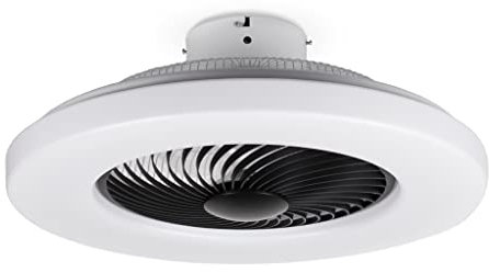 Noaton Ventilatore da soffitto 12058B Triton Nero, con Illuminazione LED max. 50 W Dimmerabile 3 temperature di colore, telecomando, timer, portata d'aria fino a 60 m3/min, lampadario, diametro 58cm