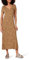 Amazon Essentials Vestido Midi de Punto de Manga Corta con Escote en Pico Mujer, Camel Oscuro Estampado de Animales, XXL