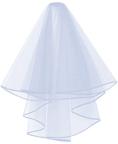 Brautschleier mit Kamm,Hochzeit Braut Kurzer Schleier Kathedrale Tüll Gaze Brautschleier Haarreif Party Dekoration Gothic Hexen Kostüm Accessoires für Karneval Fasching Cosplay,Weiss