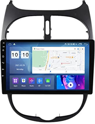 PLOKM Radio Coche Android 12 para Peugeot 206 2004-2008 9'' Pulgadas Pantalla Táctil Car Radio con Navegación GPS WiFi Bluetooth FM Radio, Reproductor Multimedia