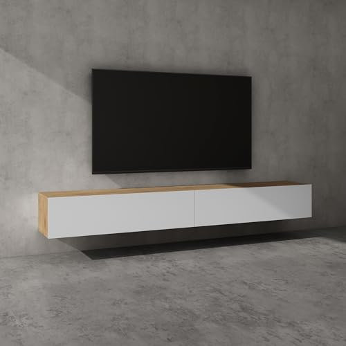 doporro TV Lowboard hängend Fernsehschrank Wohnzimmer | TV-Schrank hängend Fernsehtisch Fernsehschrank Hängeschrank 240cm