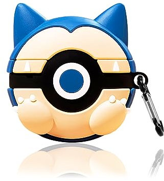 Funwaretech Silicone Case Cover Compatible with Airpods 1st&2nd Gen with Carabiner Keychain,Cute Funny 3D Anime Protective Skin for Airpod 1 2 Case,Shockproof and Support Wireless Charging-Blue Ball
