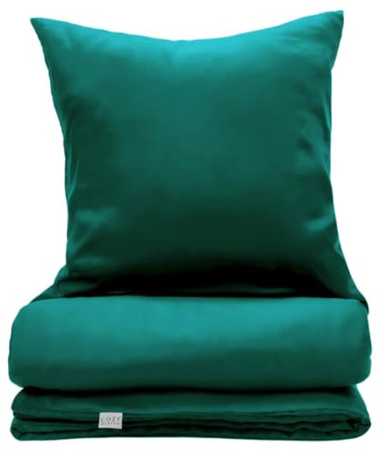 COZY HEAVEN | Luxus Lyocell Bettwäsche (Tencel™) | Gewonnen aus Eukalyptus u.a. | Ultra weich & hochwertig | Hypoallergen | Atmungsaktiv gegen Schweiß | Nachhaltig (135x200 + 80x80, Royal Green)