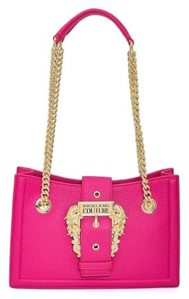VERSACE Jeans Couture borsa a spalla in ecopelle con fibbia barocca fucsia