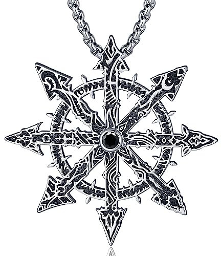 EUDORA Harmony Ball Chaos Stern Kette für Damen Herren Sterling Silber 925, Vintage Chaos Stern Ketten Halskette Wicca Amulett Witcher Schmuck Geschenk für Frauen Herren, 22+2