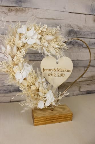 Trockenblumenherz personalisierbar Tischkranz Hochzeitsdekoration Boho