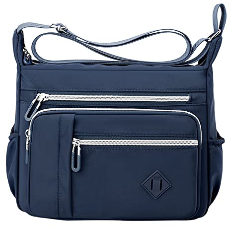 O Bag Taschen Damen Blau Damen Schulter Handtasche Geräumig Mehrere Taschen Tasche Damen Crossbody Geldbörse Mode Tragetasche Top Satchel Belt Mit Taschen (Dark Blue, One Size)
