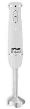Zephir, Frullatore ad Immersione Senza Filo, Minipimer Cordless, Sistema di Sicurezza Attivazione Motore, Gambo e Lama in Acciaio Inox, Ricaricabile via USB, LED Funzionamento