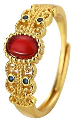 pochikiki- Schmuck Ring Vintage Court Style Open End Ring Emaille Delicate Women's Ring Vintage Medieval Ring Adjustable Ring...