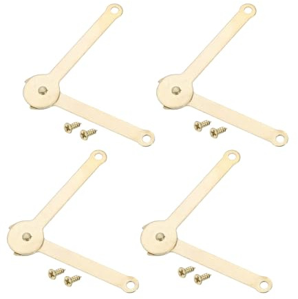 sourcing map 4Pcs Lid Support Hinge, 2.7x0.8 180 Degree Rotatable Folding Hinges, Lift Support Lid Stay Hinge for Cabinet Wooden Box Bin Wardrobe, Gold