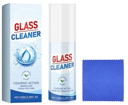 Glasreiniger, Glasreiniger-Spray, schäumender Glasreiniger mit Fensterabzieher, Streifenreinigung Glanz, Ammoniak-Glasreiniger, 100 ml Fugenreiniger (Blue, One Size)