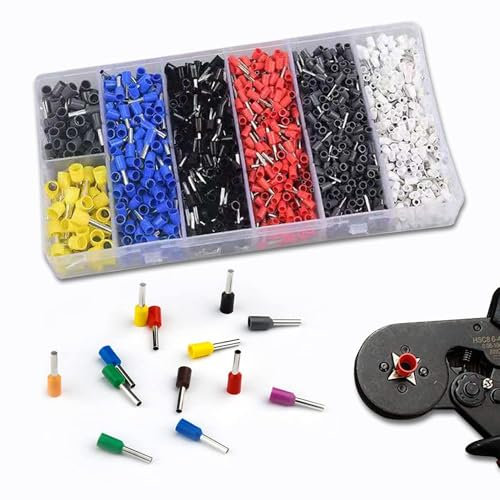 Wenrescry 1800 pezzi set di terminali per cavi, terminali per cavi isolati assortimento 0,5-10mm², terminali per cavi isolati colorati in inserti in ottone stagnato per collegamenti di cavi