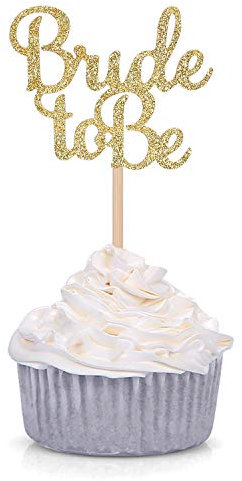 24 PCS Gold Glitter Bride to be Cupcake Toppers Wedding Bridal Shower Decors