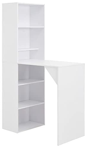 vidaXL Bartisch mit Schrank Bartresen Stehtisch Tisch Tresentisch Bistrotisch Küchentheke Frühstückstisch Küchentisch Esstisch Weiß 115x59x200cm